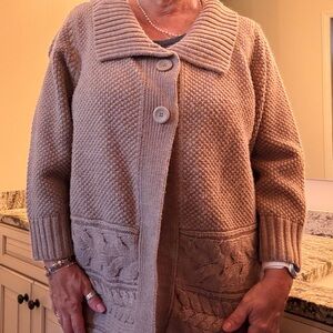 St. John's Bay Women's Beige Cardigan with Button Detail